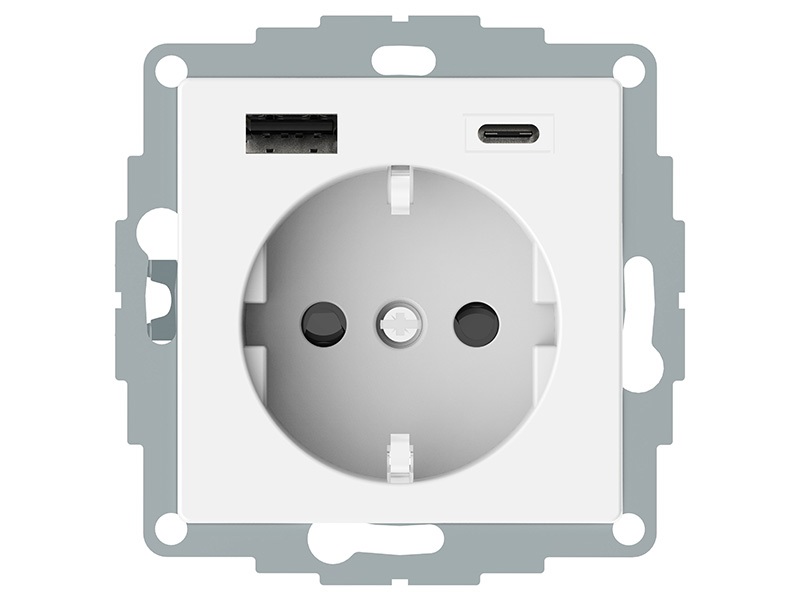 SCHUKO-Steckdose mit USB Ladegerät Typ A + C