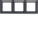 Berker 10136396 Rahmen 3-fach flach für Brüstungskanal Q.9 mit Beschriftungsfeld,anthrazit samt,lackiert 