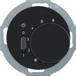 Berker 20302035 Temperaturregler mit Öffner, Wippschalter und LED R.classic schwarz, glänzend 