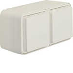 Berker 47843512 SCHUKO AP Doppelsteckdose waagerecht mit Klappdeckel 2 Schieber W.1, polarweiß 