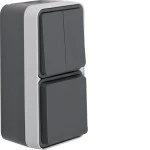 Berker 47903515 Kombination Serienschalter/Steckdose SCHUKO mit Klappdeckel AP W.1 grau 10A/250V 