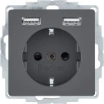 Berker 48036086 SCHUKO UP Steckdose 1-fach mit USB A-A, Q.x/Q.9, anthrazit samt, lackiert 