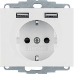 Berker 48037009 Schuko-Steckdose/USB A-A K.1 polarweiß glänzend 