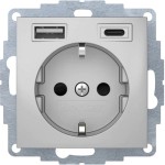 Berker 48041404 Steckdose SCHUKO/USB A-C B3 alu matt 