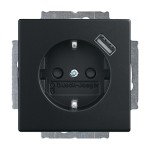 Busch-Jaeger 20 EUCBUSB-885 Schuko USB-Steckdose mit erhöhtem Berührungsschutz schwarz matt 2CKA002011A6165 
