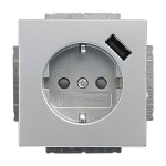 Busch-Jaeger 20 EUCBUSB-866 Schuko USB-Steckdose mit erhöhtem Berührungsschutz edelstahl 2CKA002011A6166 