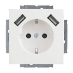 Busch-Jaeger 2CKA002011A6273 SCHUKO® USB-Steckdosen-Einsatz Safety+ mit USB A/A studioweiß - Plattform 63 
