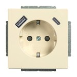 Busch-Jaeger 2CKA002011A6302 SCHUKO® USB-Steckdosen-Einsatz Safety+ mit USB A/C elfenbeinweiß - Plattform 63 