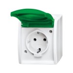 Busch-Jaeger 2CKA002083A0837 SCHUKO® Steckdose mit Klappdeckel 16 A alpinweiß/grün - ocean® 
