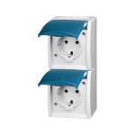 Busch-Jaeger 2CKA002084A0701 SCHUKO® Doppelsteckdose mit Beschriftungsfeld mit Klappdeckel 16 A 