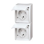 Busch-Jaeger 2CKA002084A0722 SCHUKO® Doppelsteckdose mit Beschriftungsfeld Safety+ mit Klappdeckel 16 A 