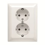 Busch-Jaeger 2TKA00003912 SCHUKO® Doppelsteckdose Komplettabdeckung Safety+ ohne Spreize alpinweiß - 