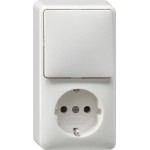 Gira 017613 Kombination Wippschalter Schuko-Steckdose 16A 250V senkrecht Universal-Aus-Wechselschalter Reinweiß 