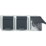 **Gira 078930 Schuko-Dreifachsteckdose 16A 250V waagerecht mit Klappdeckel WG AP Grau 