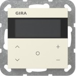 Gira 200601 Raumklimasensor HLK Standard mit Busankoppler, segmentbasiertem Display, Temperaturfühler Cremeweiß 