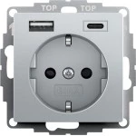 GIRA 245926 SCHUKO SP USB-Spannungsvers. 2f Typ A/C System 55 F Alu 