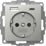 Gira 2459600 SCHUKO-Steckdose 16 A 250 V~ mit erhöhtem Berührungsschutz und 2-fach USB-Spannungsversorgung Typ A und C 