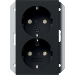 Gira 2735005 SCHUKO-Doppelsteckdose 2-fach mit erhöhtem Berührungsschutz Safety Plus für Unterputz-Gerätedose 1,5-fach 
