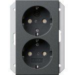 Gira 273528 SCHUKO-Doppelsteckdose 2-fach mit erhöhtem Berührungsschutz (Safety Plus) für Unterputz-Gerätedosen, 16 A 