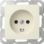 Gira 442201 Dänische Steckdose 16 A 250 V~ mit erhöhtem Berührungsschutz, cremeweiß glänzend, kompatibel mit System 55 