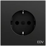 Gira 445874 SCHUKO-Steckdose 16 A 250 V~ mit EDV-Aufdruck, schwarz matt lackiert 