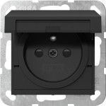 Gira 4488005 Steckdose 16 A 250 V~ mit erhöhtem Berührungsschutz (Safety Plus), Klappdeckel und Erdungsstift in Schwarz 