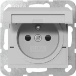 Gira 4488015 Steckdose 16 A 250 V~ mit Klappdeckel und erhöhtem Berührungsschutz (Safety Plus) in Grau matt 