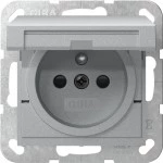 Gira 448826 Steckdose 16 A 250 V~ mit Klappdeckel und erhöhtem Berührungsschutz (Safety Plus) in Alu, passend für System 