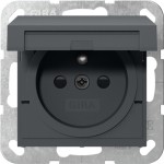 Gira 448828 Steckdose 16 A 250 V~ mit Erdungsstift, Klappdeckel und erhöhtem Berührungsschutz (Safety Plus) in Anthrazit 