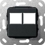 Gira 562910 Abdeckung für 2-fach LexCom-Buchse in Schwarz matt. Für Kanalinstallation 