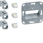 Hager GMKSRJ45C6A3 Anschluss Modul 3x RJ45 Cat. 6a für Zentralscheibe UAE 3-fach halogenfrei 