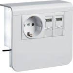 Hager SL200559209016 Geräteträger Steckdose+Datenanschluss 2xCat. 6A zu SL 20x55mm verkehrsweiß 