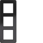 Hager WAD9300GBG Rahmen 3fach, C.8, Glas schwarz glänzend 