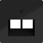 Hager WAF2108BG Zentralplatte für UAE Steckd. 2f, 50x50 mm, A.x/C.x, nachtschwarz gl 