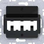 Hager WAF2162BG Zentralplatte für 3 MINI-COM Module, A.x/C.x, nachtschwarz gl 