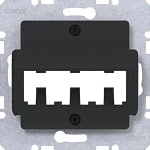 Hager WAF2162BM Zentralplatte für 3 MINI-COM Module, A.x/C.x, nachtschwarz matt 