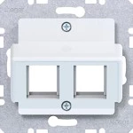 Hager WAF2164WG Zentralplatte 2f. f. AMP Jacks, 30° Schrägausl., A.x/C.x, lichtweiß gl 