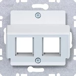 Hager WAF2164WM Zentralplatte 2f. f. AMP Jacks, 30° Schrägausl., A.x/C.x, lichtweiß mt 
