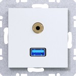 Hager WAF4381WM USB/3,5 mm Audio Steckdose, A.x/C.x, lichtweiß matt 