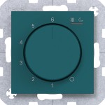 Hager WAN5010C09 Temp.regler 230V/16A, Dreh-/Druckknopf, Heizen/Kühlen,A.x/C.x, azure, matt 