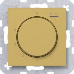 Hager WAN5011C08 Temp.regler 230V/15W, Dreh-/Druckknopf, Heizen/Kühlen, A.x/C.x, gold, metallisch 