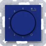 Hager WAN5011C14 Temp.regler 230V/15W, Dreh-/Druckknopf, Heizen/Kühlen, A.x/C.x, cobalt, matt 
