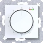 Hager WAN5011WG Temp.regler 230V/15W, Dreh-/Druckknopf, Heizen/Kühlen, A.x/C.x, lichtweiß glänz 