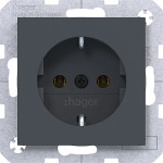 Hager WAS1100AT Steckdose SCHUKO, Steckklemmen, A.x/C.x, anthrazit matt, lackiert 