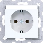 Hager WAS1101WG Steckdose SCHUKO, Beschriftungsfeld, Steckklemmen, A.x/C.x, lichtweiß glänzend 