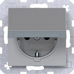 Hager WAS1110TA Steckdose SCHUKO mit Klappdeckel, schwerkraftf., Steckkl., A.x/C.x, titan met la 