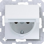 Hager WAS1110WM Steckdose SCHUKO mit Klappdeckel, schwerkraftf., Steckkl.,Ax/Cx, lichtweiß mt 