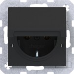 Hager WAS1112BM Steckdose SCHUKO mit Klappdeckel, Feder, arret., IP44 fähig, St.kl, A./C., sw mt 