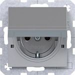 Hager WAS1112TA Steckdose SCHUKO mit Klappdeckel, Feder, arret, IP44 fähig, St.kl, A/C, titan la 