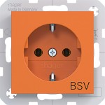 Hager WAS1133AP Steckdose SCHUKO mit Aufdruck BSV, Steckklemmen, A.x/C.x, orange glänzend 
